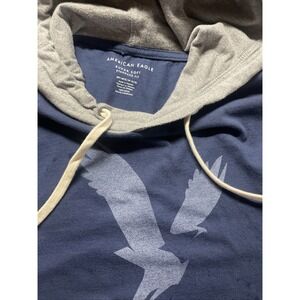 American Eagle AEO Hoodie Sweatshirt Super Soft Blue Men's Medium Eagle Logo